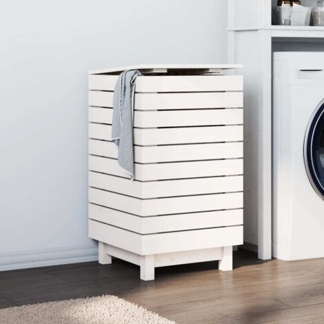 Panier à linge blanc 44x44x76 cm bois massif de pin vidaXL