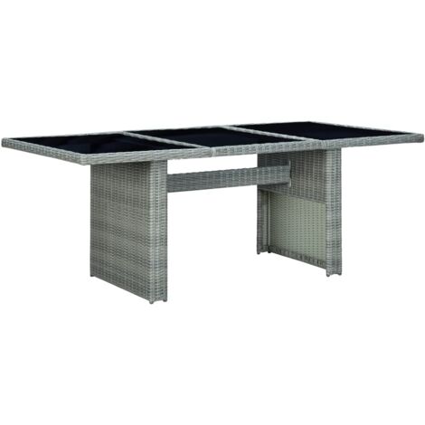 Table de jardin Gris clair Résine tressée et verre trempé vidaXL (1/5)