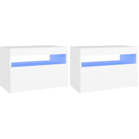Tables de chevet avec lumières LED 2 pcs blanc 60x35x40 cm vidaXL