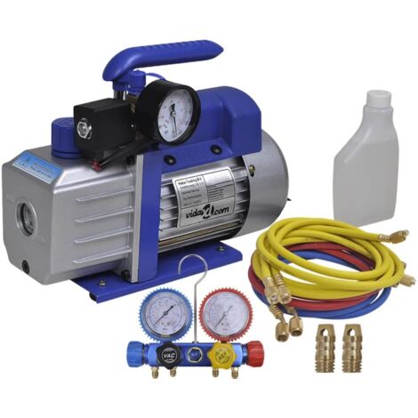 Vidaxl – Pompe à vide 220V 250W – Débit max 71 L/min – Manomètres à 4 voies pour réfrigération – Boîtier en aluminium