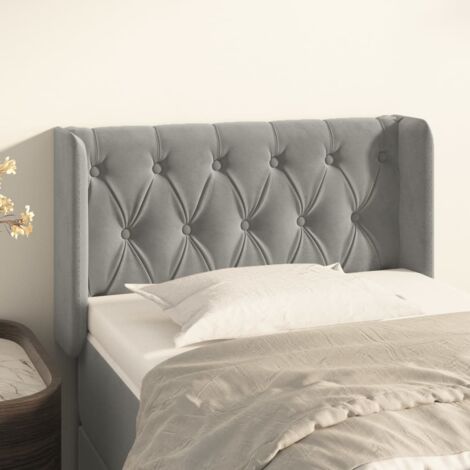 Vidaxl – Tête de lit avec oreilles gris clair 83x16x78/88 cm – Velours doux 100% polyester – Hauteur réglable – Excellent soutien pour lecture (1/5)