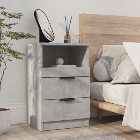 Vidaxl – Table de chevet en bois d'ingénierie gris béton – 2 tiroirs – Résistant à l'humidité – Design élégant pour rangement pratique