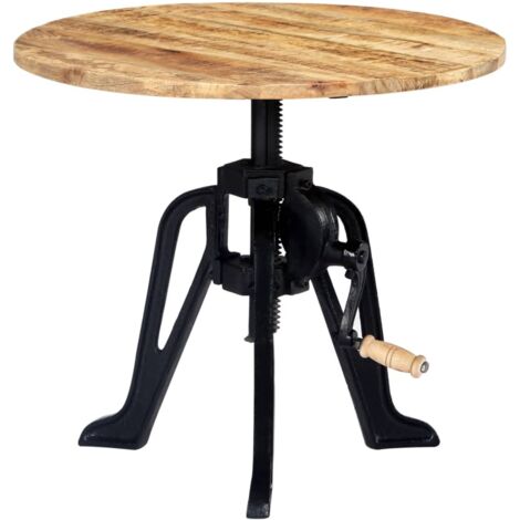Vidaxl – Table d'appoint en bois de manguier massif 60x(46-63) cm – Base en fonte – Surface polie et laquée – Style industriel