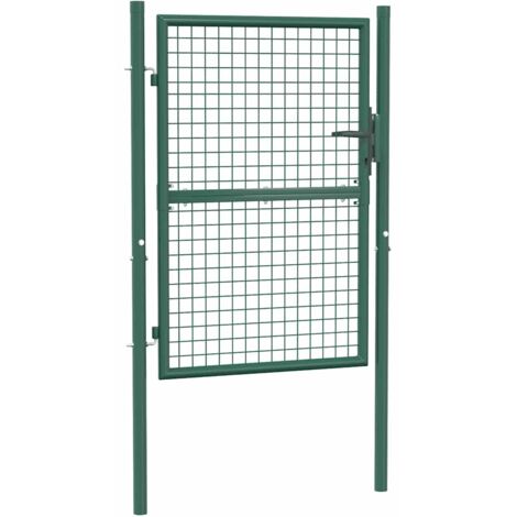 Vidaxl – Portail de clôture acier 100x125 cm vert – Construction en acier enduit de poudre – Résistance à la rouille – Installation facile avec charnières - vidaXL838657