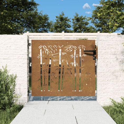 Vidaxl – Portail de jardin 85x100 cm acier corten – Design découpé au laser – Anti-corrosif – Système verrouillable pour sécurité