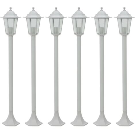 Vidaxl – Lampes de jardin à piquet 6 pcs E27 110 cm – Aluminium durable – Éclairage blanc – Abat-jour en PVC pour extérieur