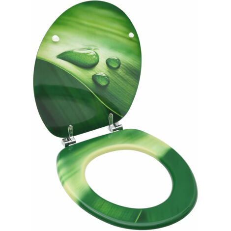 Siège de toilette avec couvercle MDF Vert Gouttes d'eau vidaXL