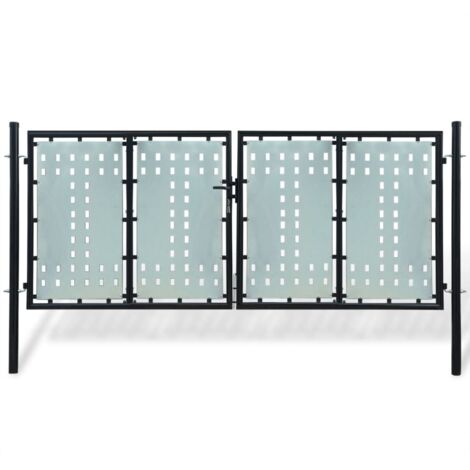 Portail simple de clôture Noir 300x175 cm vidaXL