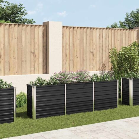 Vidaxl – Lit surélevé de jardin 240x40x77 cm – Acier galvanisé anthracite – Fond ouvert pour culture plantes et légumes – Résistant intempéries