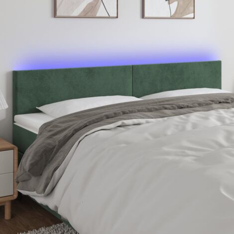 Tête de lit à LED Vert foncé 160x5x78/88 cm Velours vidaXL (1/5)