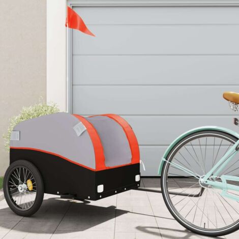 Remorque de vélo noir et orange 45 kg fer vidaXL (1/6)