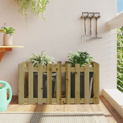 Lit surélevé de jardin design de clôture bois de pin imprégné vidaXL (1/5)