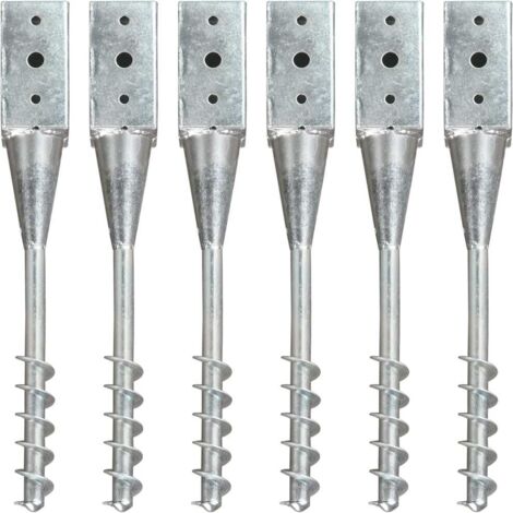 Vidaxl – Piquets de sol galvanisés 6 pcs – Acier robuste – Dimensions 7x7x56 cm – Installation facile pour clôtures et arches