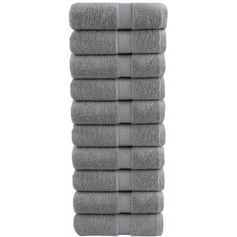 Vidaxl – Serviettes d'invité 100 % coton gris – Lot de 10 serviettes 30 x 50 cm – Absorbantes et résistantes à la décoloration – Lavables en machine (1/5)