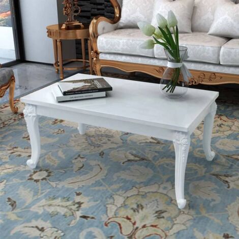 Vidaxl – Table basse rectangulaire 100x60x42 cm – MDF laqué blanc brillant – Pieds en plastique stables – Assemblage facile