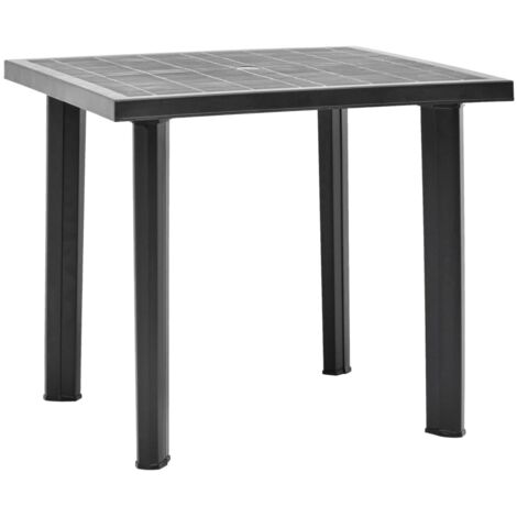 Vidaxl – Table de jardin anthracite 80x75x72 cm – Plastique durable – Résistante aux intempéries – Avec trou pour parasol