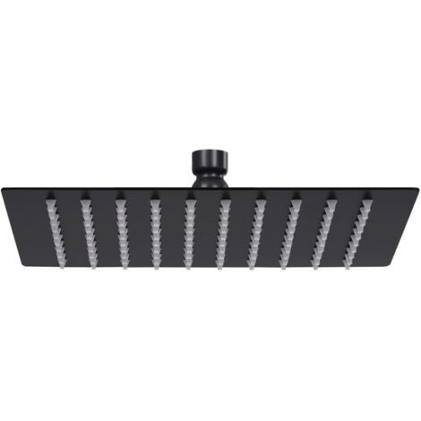 Vidaxl – Pomme de douche pluie carrée 20x20 cm en acier inoxydable noir – Buses anti-calcaire – Montage mural ou plafond