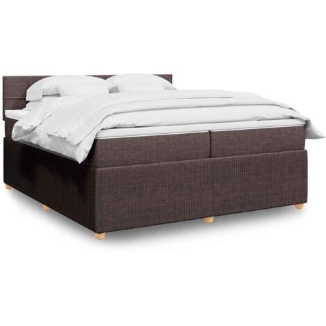 Sommier à lattes de lit avec matelas Marron foncé 200x200 cm vidaXL (1/5)