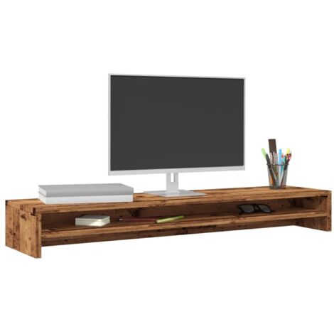 Vidaxl – Support de moniteur en bois d'ingénierie 100x24x13 cm – Design minimaliste – Rangement sous l'écran pour accessoires – Réduit la tension cervicale