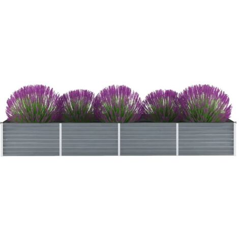 Vidaxl – Lit surélevé de jardin en acier galvanisé 320x80x45 cm – Résistant aux intempéries – Fond ouvert pour plantation facile