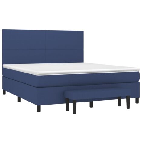 Sommier à lattes de lit avec matelas Bleu 180x200 cm Tissu vidaXL (1/5)
