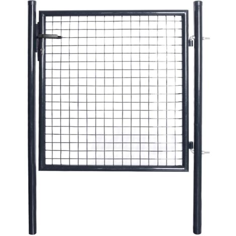 Vidaxl – Portillon grillagé en acier galvanisé 85,5x100 cm – Résistant à la rouille – Installation facile avec charnières à boulons – Gris anthracite