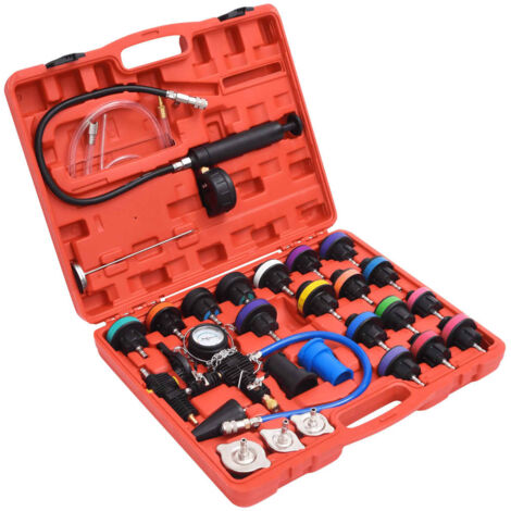 Vidaxl – Kit de testeur de pression du radiateur 28 pcs – Détecte fuites moteur – Remplissage sous vide – Mallette de transport incluse