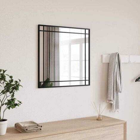 Vidaxl – Miroir mural noir carré 60x60 cm en fer – Design minimaliste – Image claire – Pour chambre, salon, salle de bain (1/6)