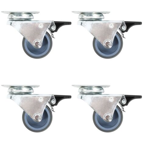 Roulettes pivotantes doubles à double frein 4 pcs 50 mm vidaXL