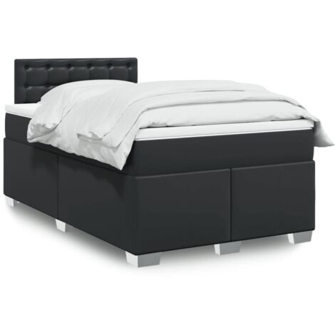 Sommier à lattes de lit avec matelas noir 120x190 cm similicuir vidaXL (1/5)