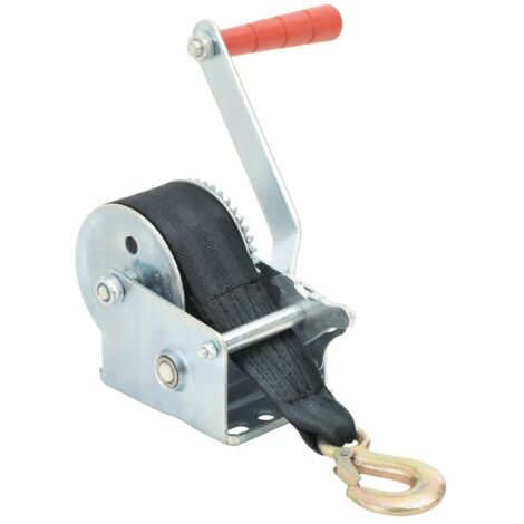 Vidaxl – Treuil à main 360 kg – Sangle 5 m en polyester résistante – Construction en fer – Rapport d'équipement 3,2:1 pour traction efficace