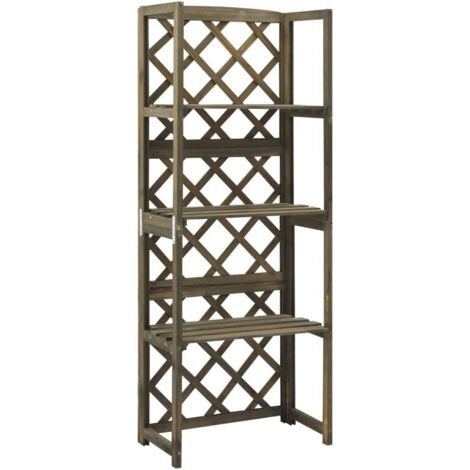 Treillis avec étagères Gris 55x30x140 cm Bois de sapin massif vidaXL