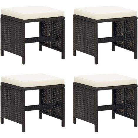 vidaXL Garden Stools 4 pcs with Cushions Poly Rattan Black (1/5)