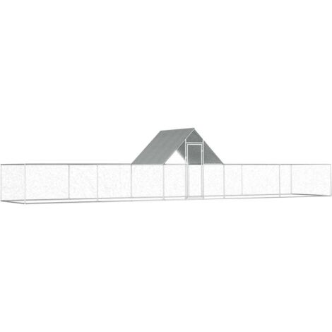 Vidaxl – Poulailler en acier galvanisé 10 x 2 x 2 m – Toit résistant à l'eau – Pour poules, canards et oies – Enclos spacieux et sécurisé
