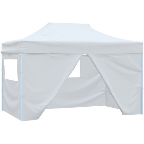 Tente de réception pliable avec 4 parois 280x410x315 cm Acier Blanc vidaXL