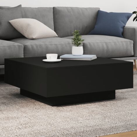 Vidaxl – Table basse relevable noire 80x80x31 cm – Bois d'ingénierie résistant à l'humidité – Surface lisse pour décoration moderne