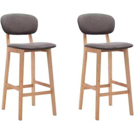Vidaxl – Tabourets de bar lot de 2 gris clair – Tissu 100% polyester – Hauteur d'assise 66 cm – Repose-pied intégré – Bois de hêtre massif (1/8)