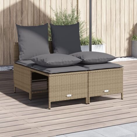 Salon de jardin avec coussins 4 pcs beige résine tressée vidaXL (1/5)