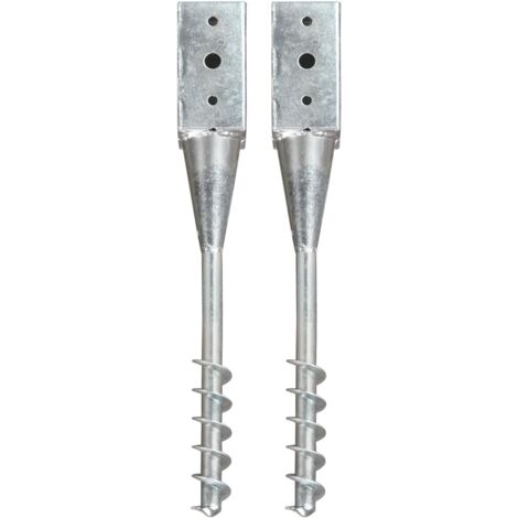 Piquets au sol 2 pcs Argenté 7x7x56 cm Acier galvanisé vidaXL