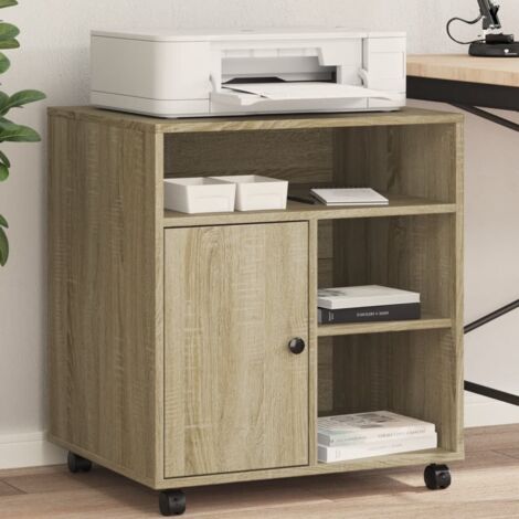 Vidaxl – Support d'imprimante sur roulettes en bois d'ingénierie 60x50x67 cm – 4 roulettes avec freins – Optimisation espace de travail