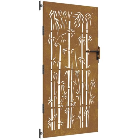 Vidaxl – Portail de jardin 85x175 cm acier corten – Design découpé au laser – Anti-corrosif – Système verrouillable pour sécurité