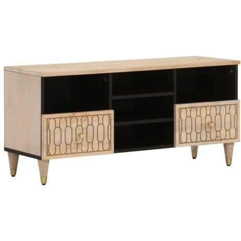 Meuble TV 100x33x46 cm bois massif de manguier vidaXL (1/5)