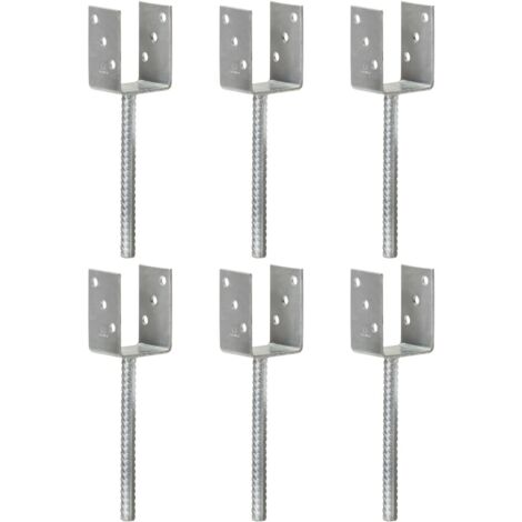 Vidaxl – Piquets de clôture en acier galvanisé – Lot de 6 – Dimensions 7x6x30 cm – Ancrages avec trous pré-percés pour installation facile