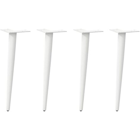 Vidaxl – Pieds de table basse coniques 4 pièces – Acier thermolaqué blanc – Patins réglables pour sols irréguliers – Hauteur 30-31 cm (1/5)