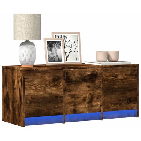 Meuble TV avec LED chêne fumé 97x34x40 cm bois d'ingénierie vidaXL