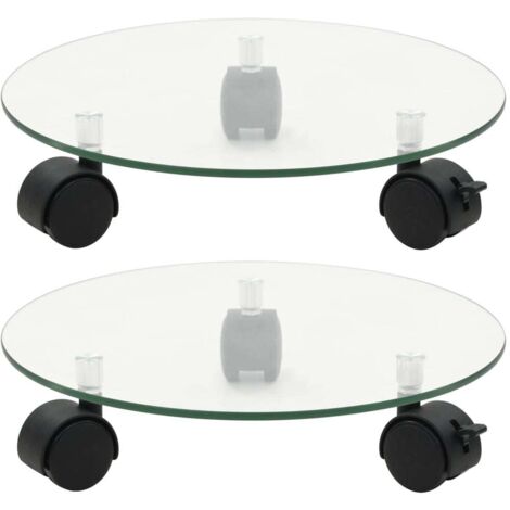 Vidaxl – Porte-plantes roulant 2 pcs en verre trempé 28 cm rond – Roulettes pivotantes 360° avec frein – Support pour jardinière (1/4)