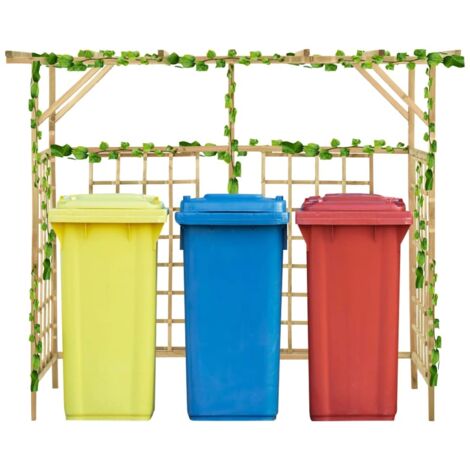 Vidaxl – Pergola de jardin pour 3 poubelles – Bois de pin imprégné – Dimensions 200 x 80 x 168 cm – Résistante à la pourriture