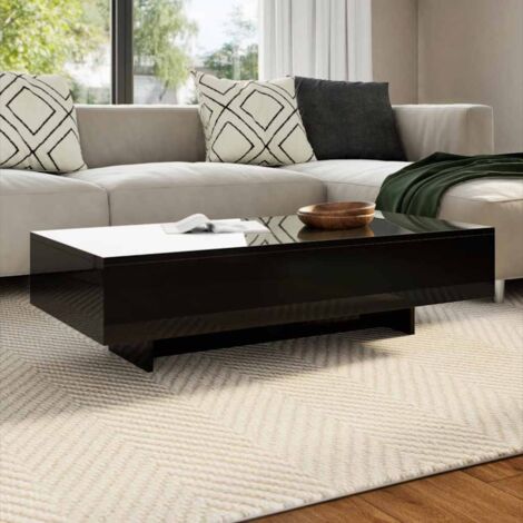 Vidaxl – Table basse rectangulaire noir brillant – MDF haute qualité – Dimensions 115 x 55 x 31 cm – Facile à nettoyer avec chiffon humide