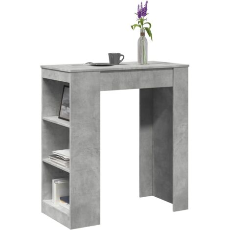 Table de bar avec étagères gris béton bois d'ingénierie vidaXL (1/5)