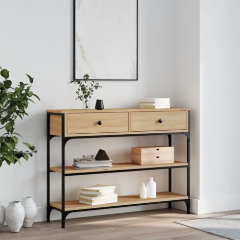 Vidaxl – Table console chêne sonoma 100x25x75 cm – Bois d'ingénierie – Surface résistante à l'humidité – Pieds réglables pour stabilité